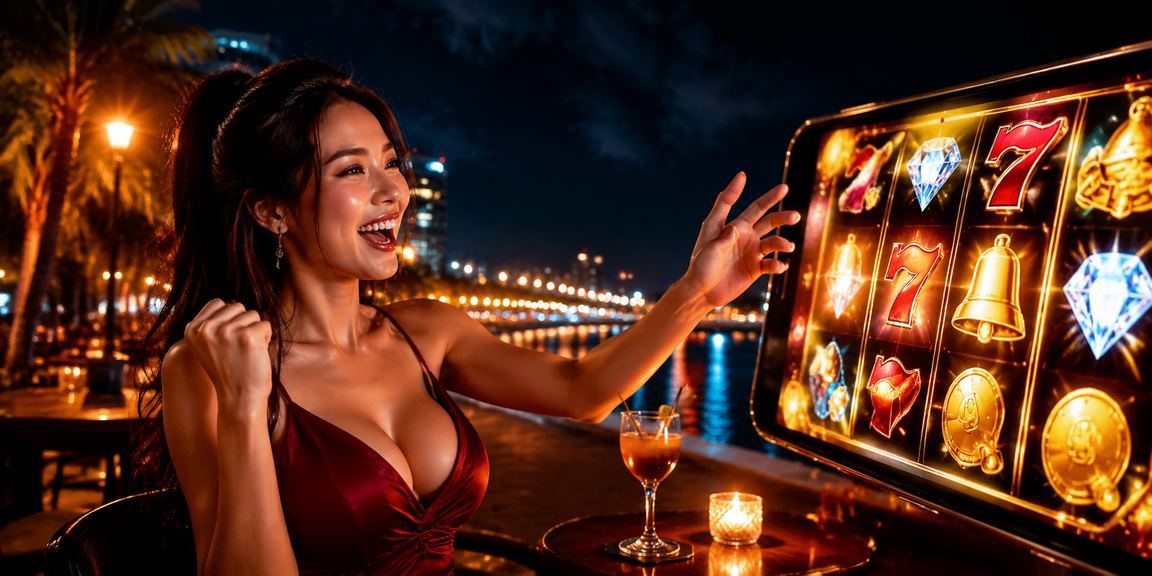 Người phụ nữ Sài Gòn mặc trang phục truyền thống trải nghiệm slot game trực tuyến
